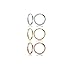 Set of 3 Sterling Silver Tri Color Small Endless 10mm Thin Round Cartilage Hoop Earrings for Women Men