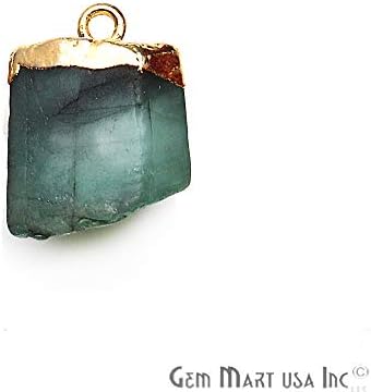 Emerald Rough Pendant, 21x12mm 24k Gold Plated, Single Bail Pendant (EM-50012)