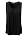 DRESSIS Women's Basic Soft Pleated Scoop Neck Sleeveless Loose Fit Tank Top BLACK M