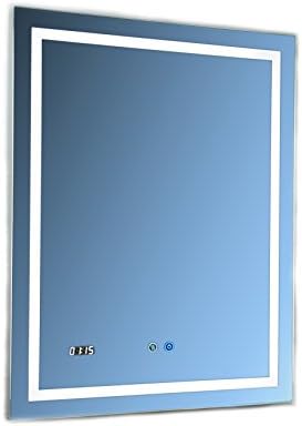 AQUADOM 24in x 30in x 1.5in Daytona Bathroom Wall Mount Mirror. 3D LED Color Temperature Lights (Cool war Mixed).Touch Switch, Defogger, Dimmer, Clock