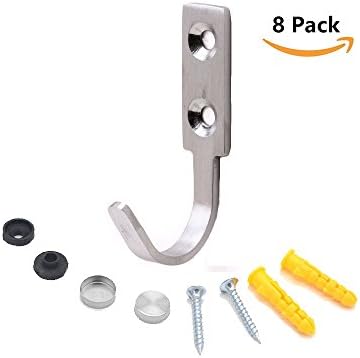 Cothyen SUS 304 Stainless Steel Storage Organizer Hook Bathroom Towel Toilet Single Robe Coat Hook Rustproof Kitchen Utensil Utility Hanger Solid Metal Heavy Duty Wall Mount 8 Pack(Type-C)