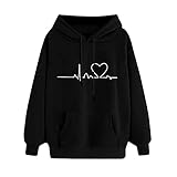 Womens Casual Hoodie Heart Graphics Long Sleeve