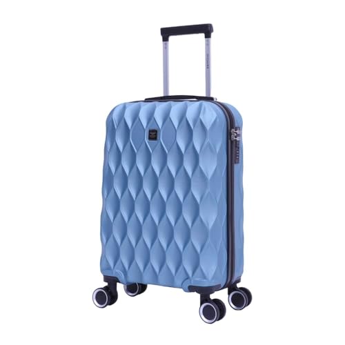 SANTINO Mala de Viagem Media 23kg Rígida ABS 4 Rodas 360º com TSA Leve Resistente Flexível Antifurto Azul Claro tamanho 24 polegadas