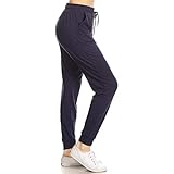 Leggings Depot JGA128-NAVY-M Solid Jogger Track Pants w/Pockets, Medium