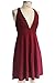 YOOHOG Summer Women’s A-Line Sleeveless Deep V-neck Midi Dress (S, Burgandy)