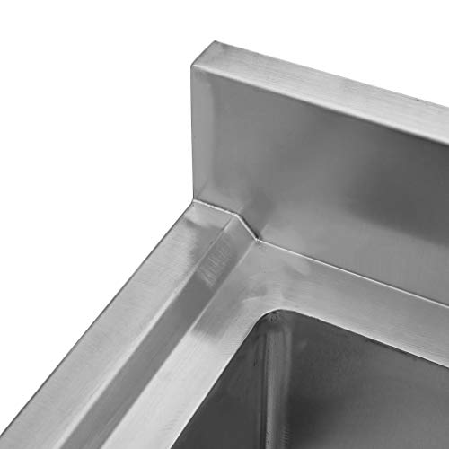 Simoner Commercial Kitchen Prep & Utility Sink, Stainless Steel Square Double Slot Sink with 4 Stable Legs Bathroom Wash Basin Rack Shelf (Single Slot)