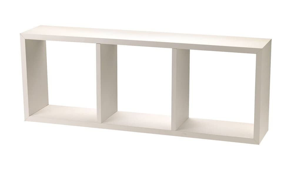 King Home M1106052/B Cube Shelf 3 Shelves in MDF, White, 80X30X15