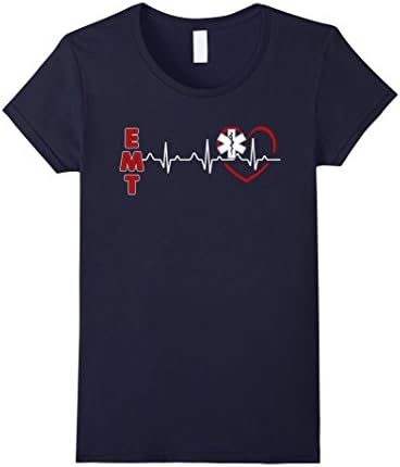 Women's EMT Shirt - EMT Heartbeat Shirt Large Navy