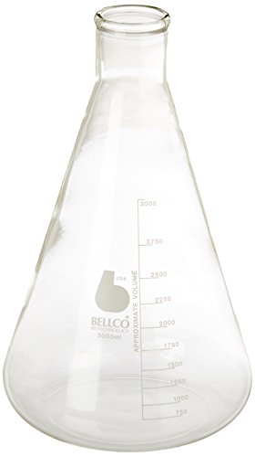 Bellco Glass 2504-03000 Borosilicate Glass Graduated Erlenmeyer Flask with Break-Resistant Lip, Narrow Mouth, 3000mL Capacity (Case of 3) - Thumbnail 2