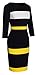HOMEYEE Women's Voguish Colorblock Stripe Pencil Dress B275 (M, 3/4-Yellow)