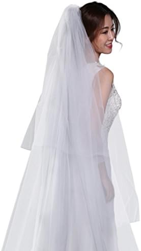 HailieStudio Women's 2 Tiers Cut Edge Floral Lace Applique Cathedral Length Wedding Veil (Off White)