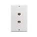 Cat6 Wall Plate and Keystone,Fly Tiger,RJ45 Jack Ethernet Connector,Single Gang Low Voltage Mounting Bracket Device,Female to Female,White(2 Port+Bracket)