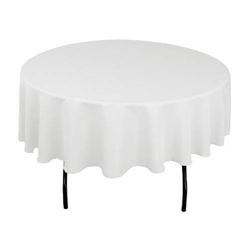 LinenTablecloth 90-Inch Round Polyester Tablecloth,  White