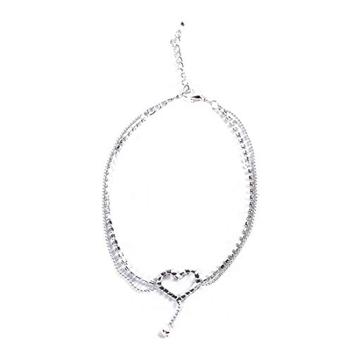 Sperrins Heart Pattern Crystal Anklet Women Simple Rhinestone Anklet Foot Accessories (Color 2) - Thumbnail 2