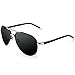 IALUKU Polarized Sunglasses Metal Frame Pilot Glasses Men Women (Black/Grey, 58)