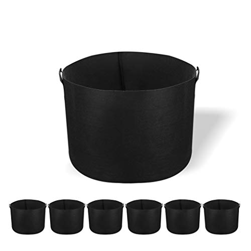 Growtent Garden 6-Pack 15 Gallon Plant Grow Bags – Heavy Duty Thichkened Non-Woven Aeration Fabric Pots with Strap Handles