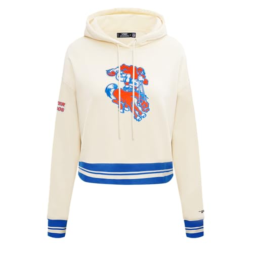 Pro Standard Womens Nfl Denver Broncos Retro Classics Cropped Pullover Hoodie Eggshell/Royal Blue Xl