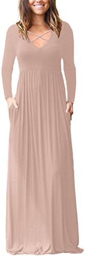 LONGYUAN Women's Sleeveless Racerback Maxi Dresses with Pockets Plain Loose Long Dresses