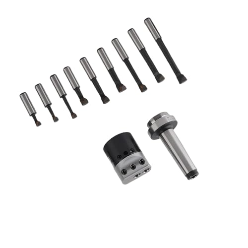 Boring Head Set CNC Machine High Hardness Carbon Steel Boring Bars Tool Kits 1-1/2-18UNF Tail Thread M12 MT3 Shank F1-12mm Boring Head 9Pcs Boring Blade 3Pcs Hex Wrench for Lathe