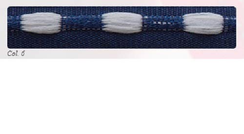 Berisfords Bobble Ribbon, Navy/White, 10mm