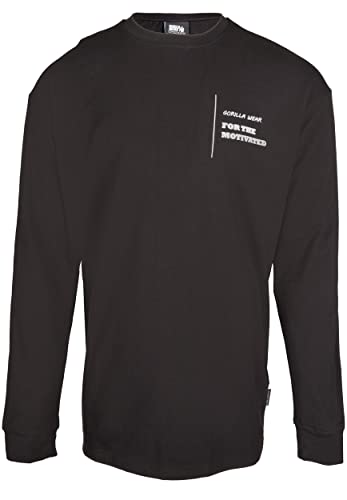 Gorilla Wear Boise - Manga Larga de Gran tamaño, Color Verde ejército, Tejido Resistente y elástico para Culturismo y Fitness, Logotipo de Ajuste de Gran tamaño