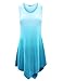 Lock and Love LL WT1053 Womens Round Neck Ombre Sleeveless Tunic Tank Top XL Aqua