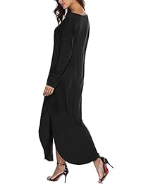 SCORP - Vestido largo de manga larga con cuello en V para mujer