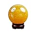 Sinen 3.6cm-4.2cm Small Size Natural Citrine Calcite Quartz Crystal Sphere Citrine Ball Healing Gemstone +Wooden Stand