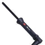 Micsta Negative Ions Curling Iron Long Barrel Ceramic Coated, Dual Voltage Curling Wand Quick Heating, Beach Wave Hair Curler Fast Styling for Long Hair, with Glove and Mat, Black (Slim (1/2