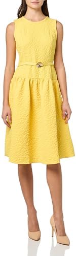karl lagerfeld paris women's puff-sleeve belted a-line dress Short Sleeve Belted A Line Midi Dress | Dresses & Jumpsuits