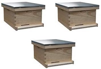 Complete Bee Hive Kit, Unpainted, Assembled, Made in The USA (Тhrее Расk)