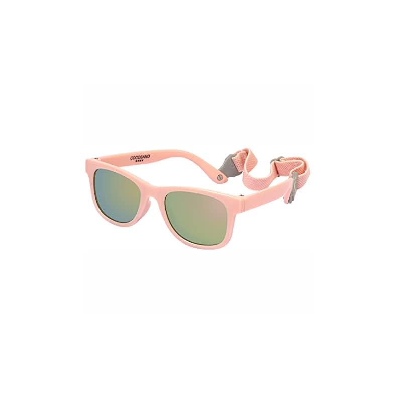 COCOSAND Baby Sunglasses with Strap Polarized Flexible Square UV400 for Infant Toddler Boys Girls Age 0-24 Months