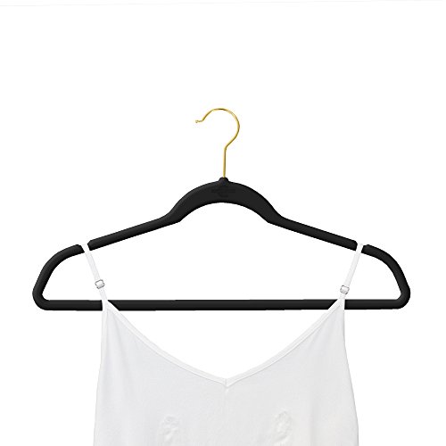 Closet Complete Premium Quality, True-Heavyweight, 80-gram, Virtually-UNBREAKABLE Velvet Hangers, Ultra-Thin,  No Slip, Best for SUIT, Dress, Pants, Shirt, 360º Spin, GOLD Hooks, Black Set of 50 - Thumbnail 5