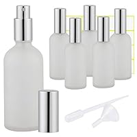 Frosted Clear Glass Spray Bottle 4oz for Essential Oils, Cologne, Perfume, Refillable Silver Fine Mist Sprayers(6 PACK)