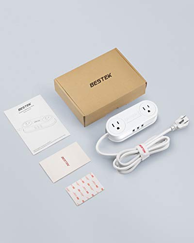 image for Travel USB Power Strip, BESTEK 3 USB Ports 2 Outlets Thin Portable Des