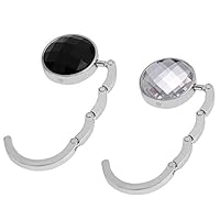 Gosear Hook Holder, Foldable Hooks, Purse Hook for Table 2pcs Portable Folding Round Crystal Alloy Purse Bag Handbag Holder Hook Desk Hanger Accessories