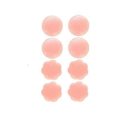 4 Pairs Womens Breast Petals Nipple Covers Reusable Adhesive Silicone Nippleless Covers (2 Round+2 Flower) - Thumbnail 7