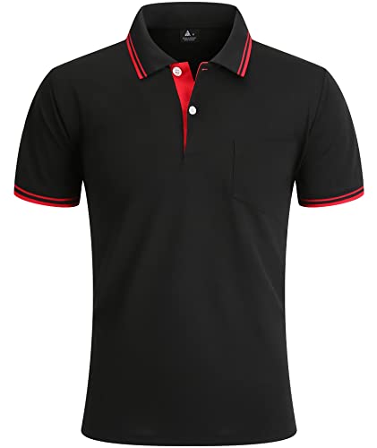 Black Polo Shirts for Men Short Sleeve Golf Polo