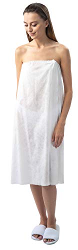 APPEARUS Disposable Spa Wrap Bathrobe Body Gown with Closure, White, Individually Wrapped
