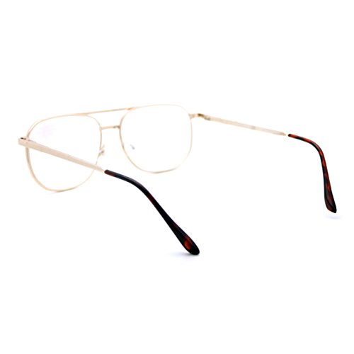 Clear Lens Glasses + Bifocal Reading Lens Vintage Square Spring Hinge Gold+1.50