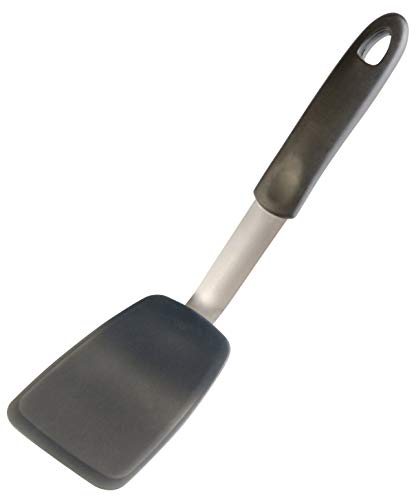 StarPack Premium Range Ultra Flex Silicone Turner Spatula In EU LFGB Grade, Bonus 101 Cooking Tips (Gray Black)
