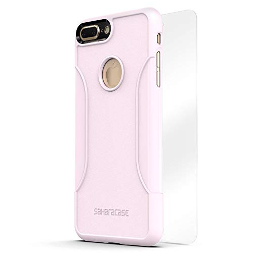 iPhone 8 Plus and 7 Plus Case, SaharaCase Protective Kit Bundled with [ZeroDamage Tempered Glass Screen Protector] Rugged Slim Fit Shockproof Bumper [Hard PC Back] Protection - Pink Rose Gold