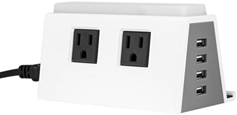 CYLO USB and AC Outlet Charger, Night Light Charging Station Power Stack Universal 4-Port Desktop USB Hub | Charging Station with 2 AC Outlets for Apple iOS, Android &amp; All Other USB Enabled Devices