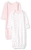 Moon and Back Baby Set of 2 Organic Sleeper Gowns, Pink Blush, 0-6 Months