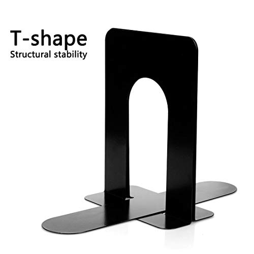 Metal Bookends, Heavy Duty Black Bookend Support, 6.5 x 5 x 5.7 Inch, Set of 6 Pairs - Thumbnail 3