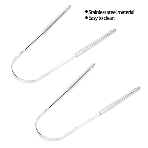 Raspador de Lengua Acero Inoxidable (2 Unidades), Elimina Mal Aliento para Higiene Bucal | 2 Unidades Limpiador de Lengua, Raspador de Lengua Acero Inoxidable para Reduce el Mal Aliento y Higiene Bucal