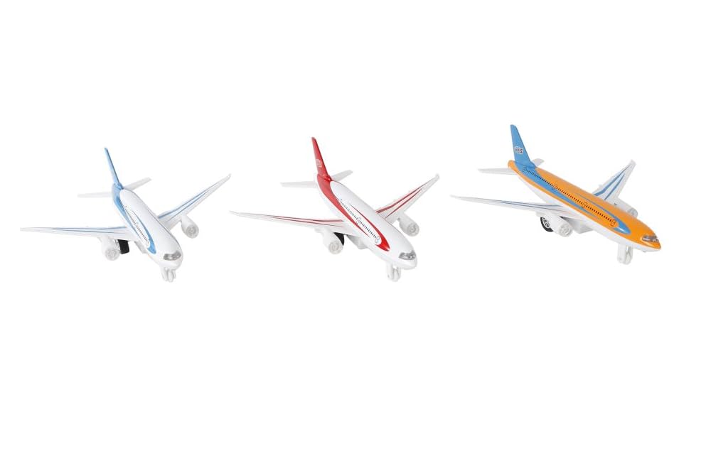 UMKYTOYS Light And Sound Diecast Pullback Airplane For Kids With Flashing Lights And Sound Effects, White Or Blue, 18cm, 3 LR44 Batteries Included, Ages 3 And Up, Unisex