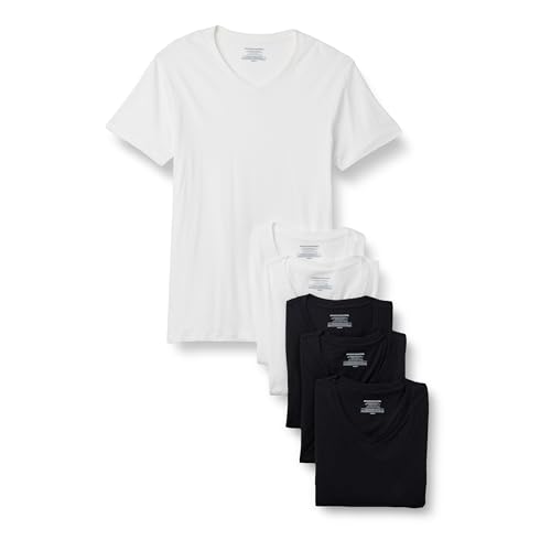 Amazon Essentials Men's Slim Fit V-Neck Undershirt, Breathable Cotton, Pack of…