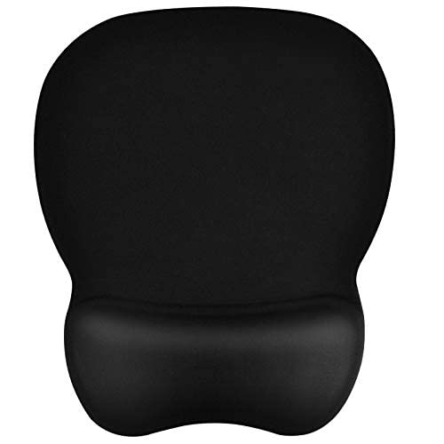 EooCoo Mouse Mat with Gel Pad Wrist Support, Gaming Mouse Pad, Ergonomic Mousepad with Wrist Support & Non-Slip PU Base, Ultra Thin Wear Resistant Mousemat, Home Office Desk Accessories for PC, Black