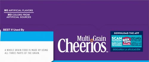 MULTI GRAIN CHEERIOS HEART HEALTHY CEREAL, 18 OZ FAMILY SIZE CEREAL BOX